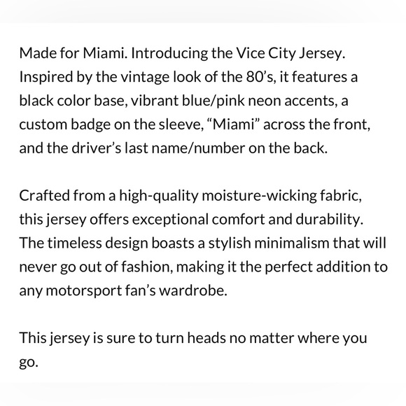 Furious Motorsport Leclerc #16 Vice City Jersey Miami Men's Medium Formula 1 🏁 - Picture 12 of 13